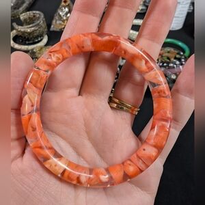 🎀 Handmade Coral Bangle Bracelet Small